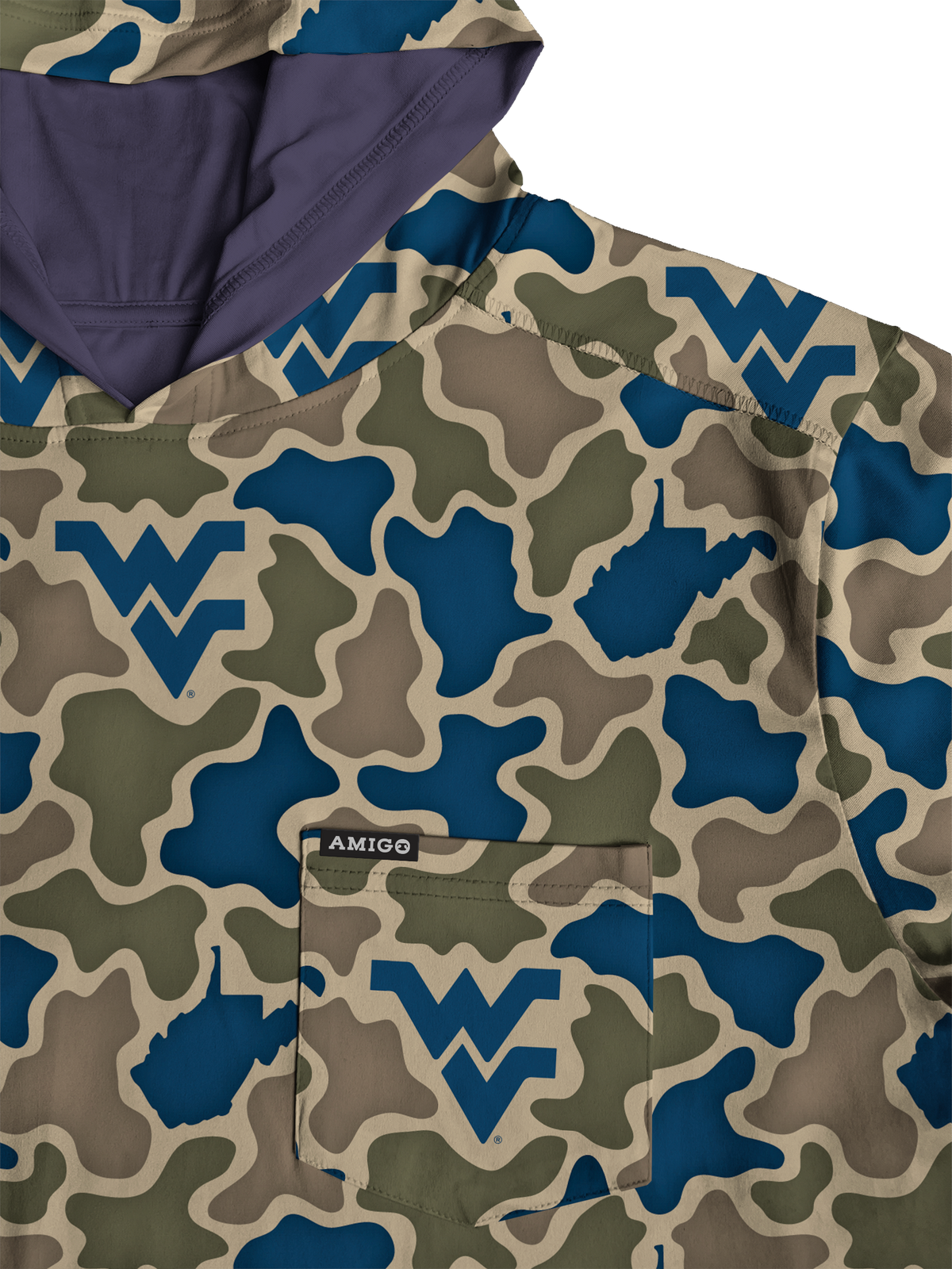 West Virginia Mountaineers Camo Playa Hooded Shirt