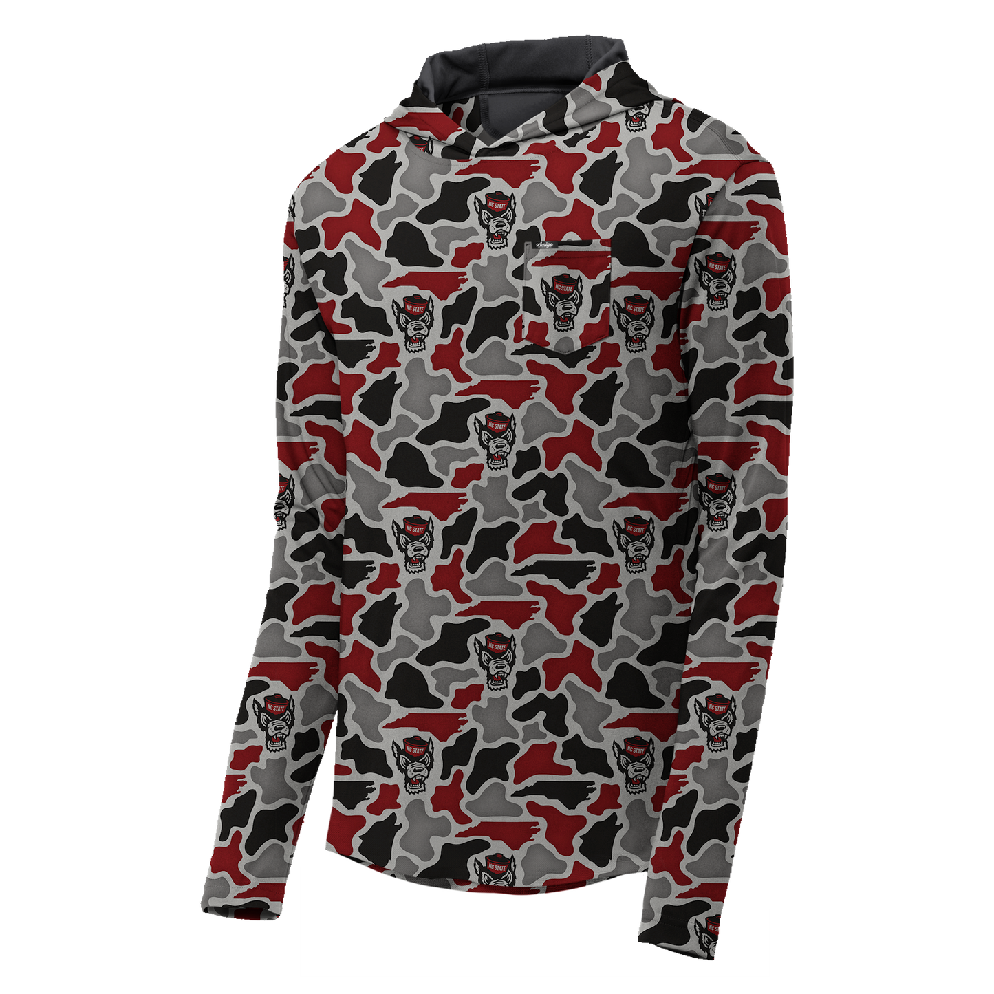 NC State Wolfpack Camo Playa Hooded Fishing Shirt