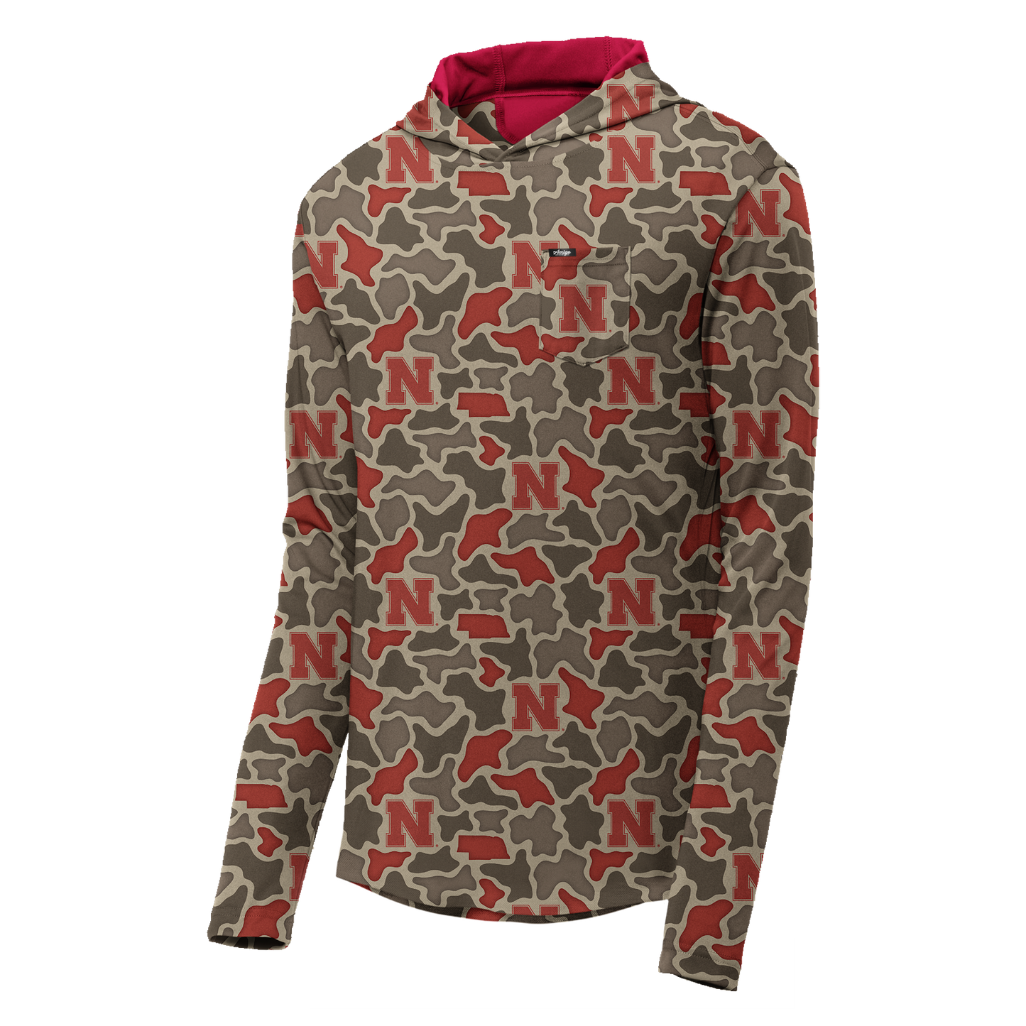 Nebraska Cornhuskers Camo Playa Hooded Fishing Shirt