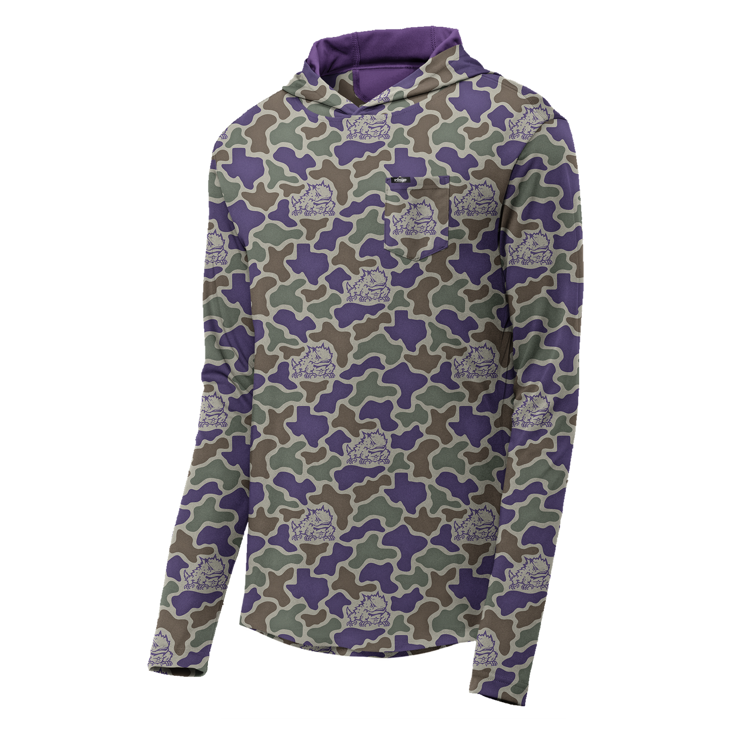 TCU Horned Frogs Camo Playa Hooded Fishing Shirt