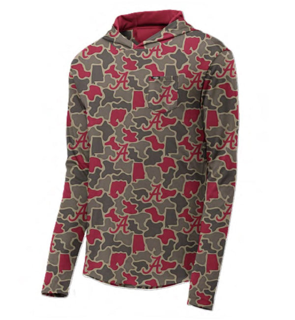 Alabama Crimson Tide Camo Playa Hooded Fishing Shirt