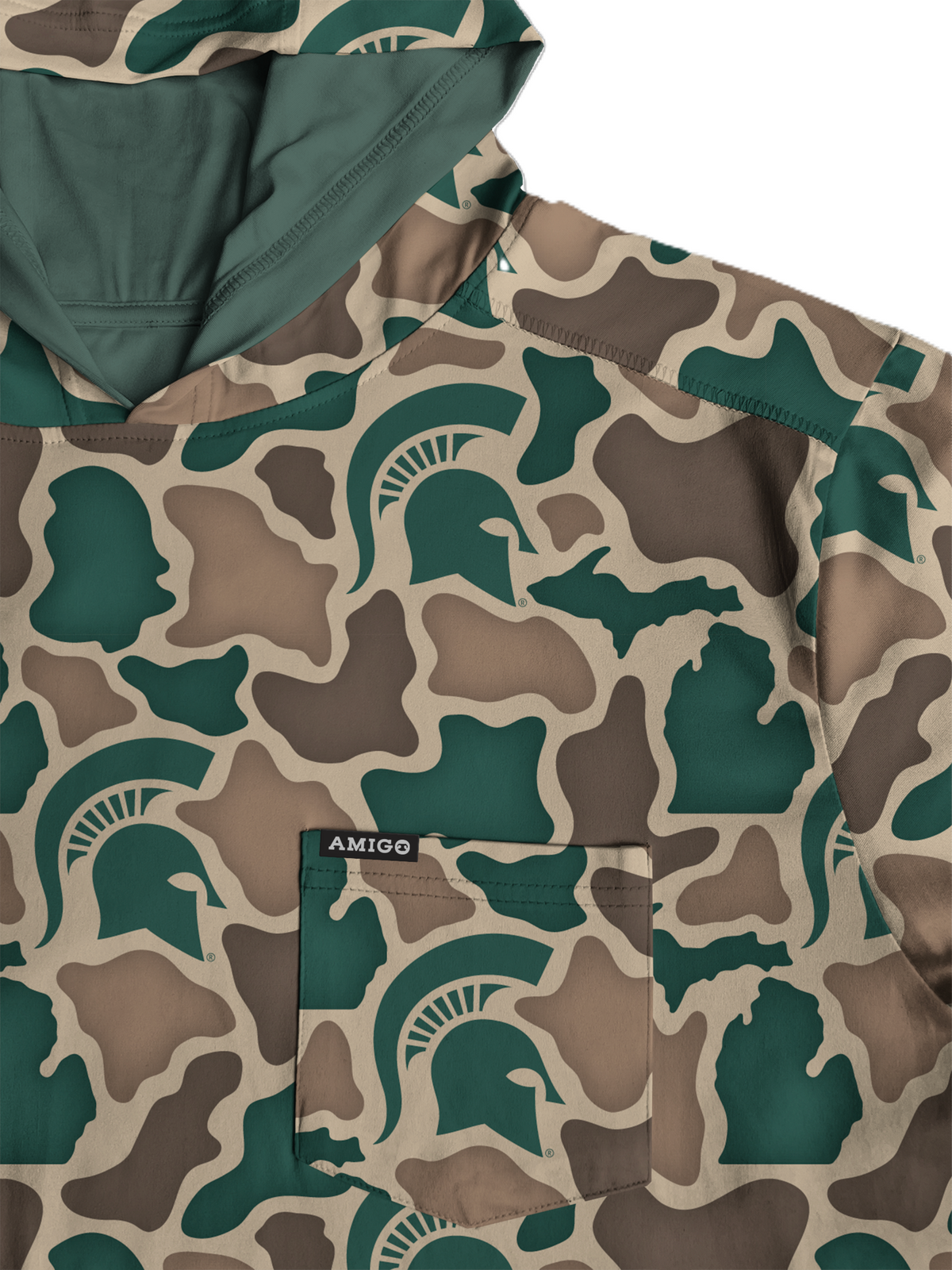 Michigan State Spartans Camo Playa Hooded Shirt