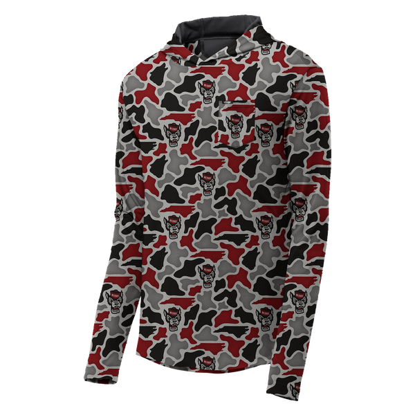 NC State Wolfpack Camo Playa Hooded Fishing Shirt