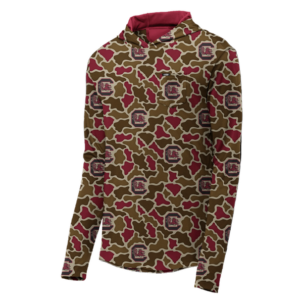 South Carolina Gamecocks Camo Playa Hooded Fishing Shirt