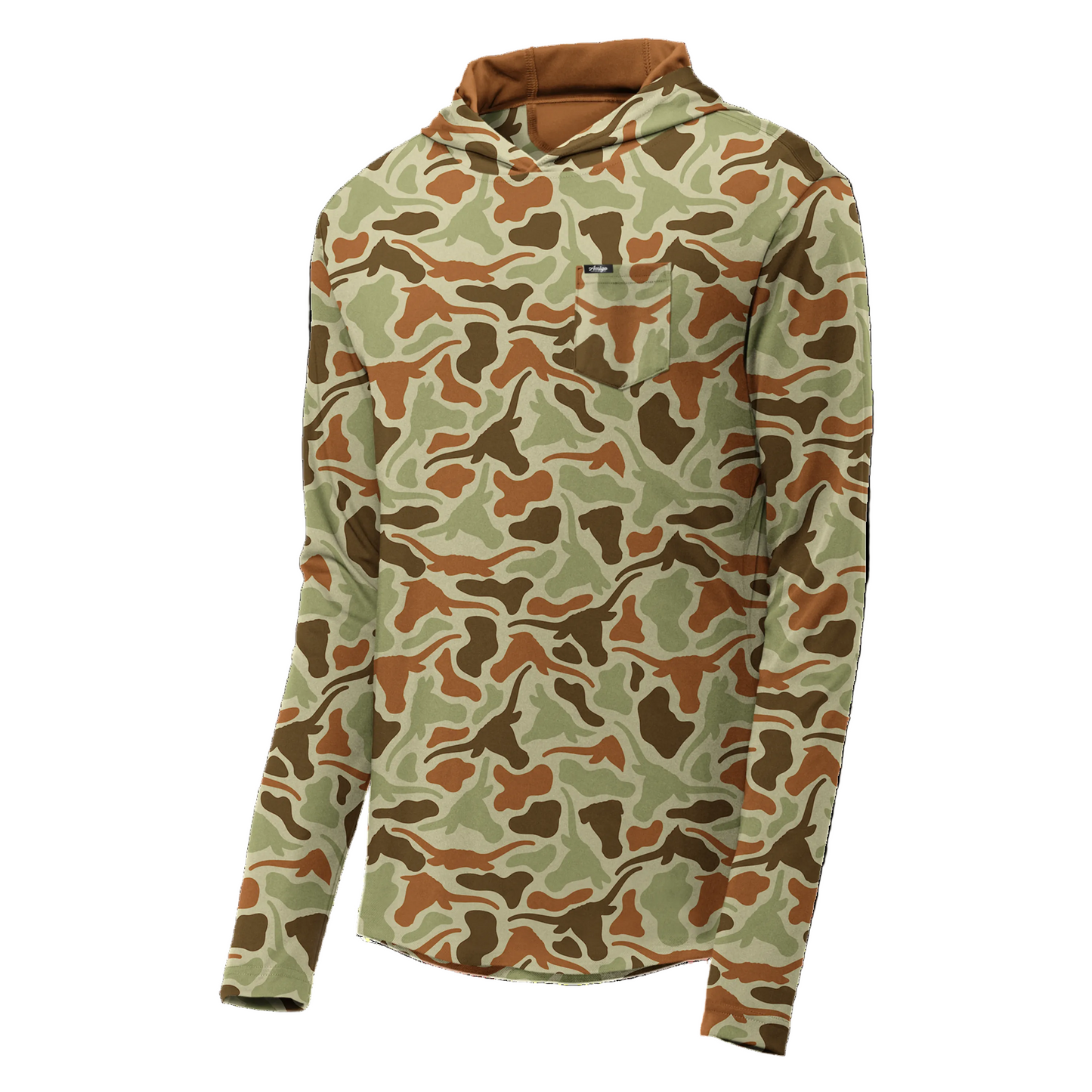 Texas Longhorns Camo Playa Hooded Fishing Shirt