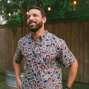 Auburn Tigers Licensed Camo Primero Short Sleeve Button Up Field and Fish Shirt