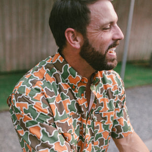 Tennessee Volunteers Licensed Camo Primero Short Sleeve Button Up Field and Fish Shirt