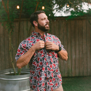 Texas Tech Red Raiders Licensed Camo Primero Short Sleeve Button Up Field and Fish Shirt