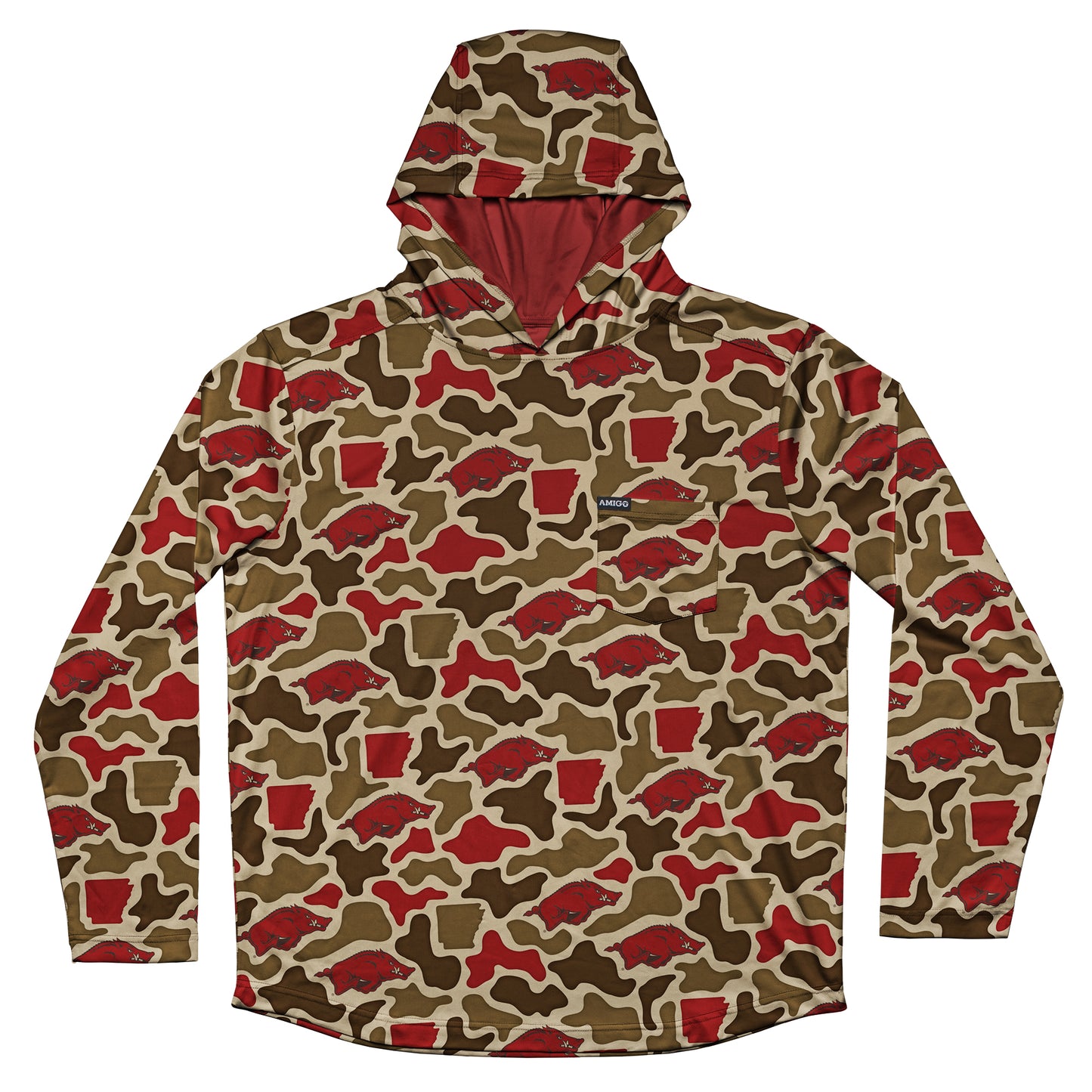 Arkansas Razorbacks Camo Playa Hooded Fishing Shirt