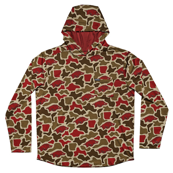 Arkansas Razorbacks Camo Playa Hooded Fishing Shirt