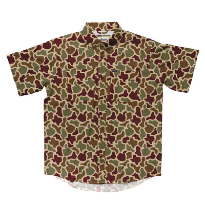 Texas A&M Aggies Licensed Camo Primero Short Sleeve Button Up Field and Fish Shirt