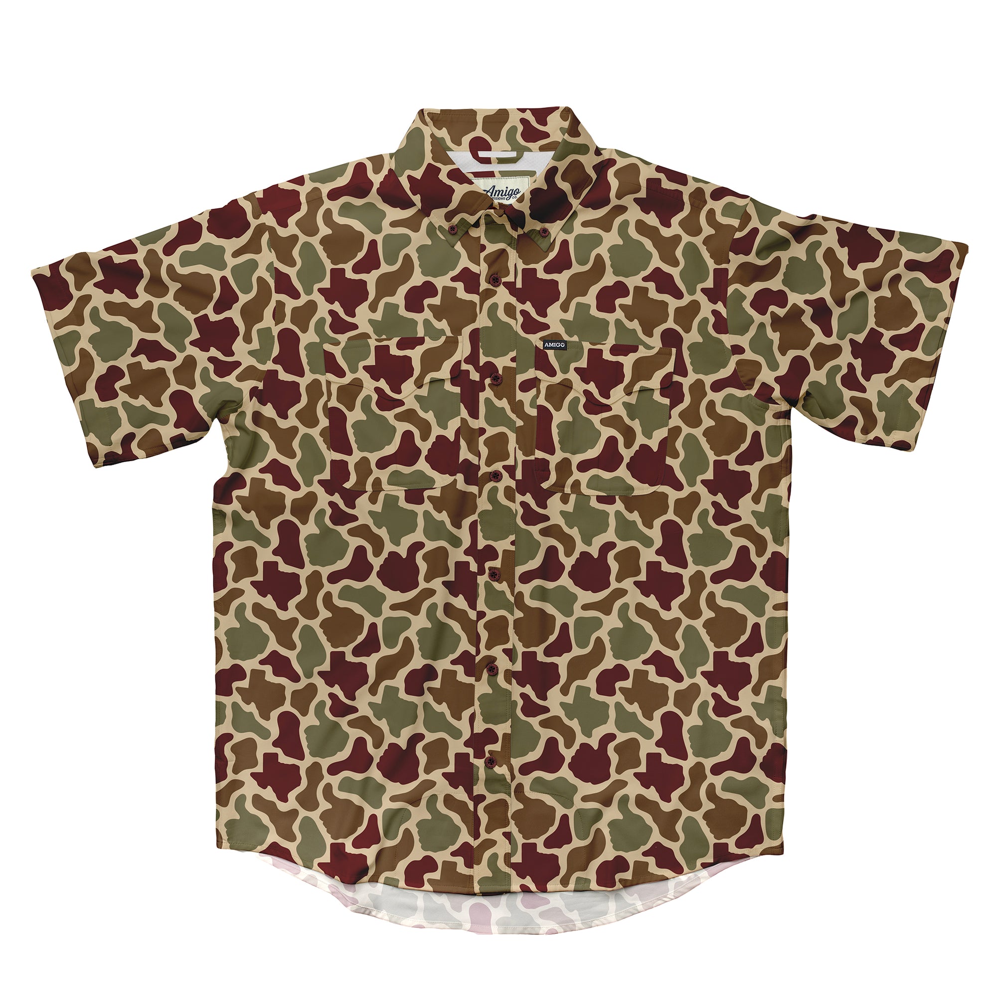 Texas A&M Aggies Licensed Camo Primero Short Sleeve Button Up Field and Fish Shirt