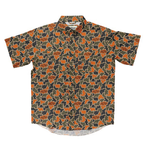 Oklahoma State Cowboys Licensed Camo Primero Short Sleeve Button Up Field and Fish Shirt