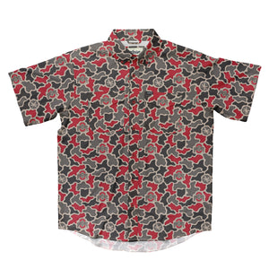 Ohio State Buckeyes Licensed Camo Primero Short Sleeve Button Up Field and Fish Shirt