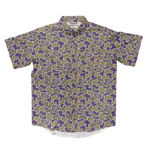LSU Tigers Licensed Camo Primero Short Sleeve Button Up Field and Fish Shirt