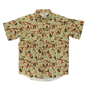 Texas Longhorns Licensed Camo Primero Short Sleeve Button Up Field and Fish Shirt