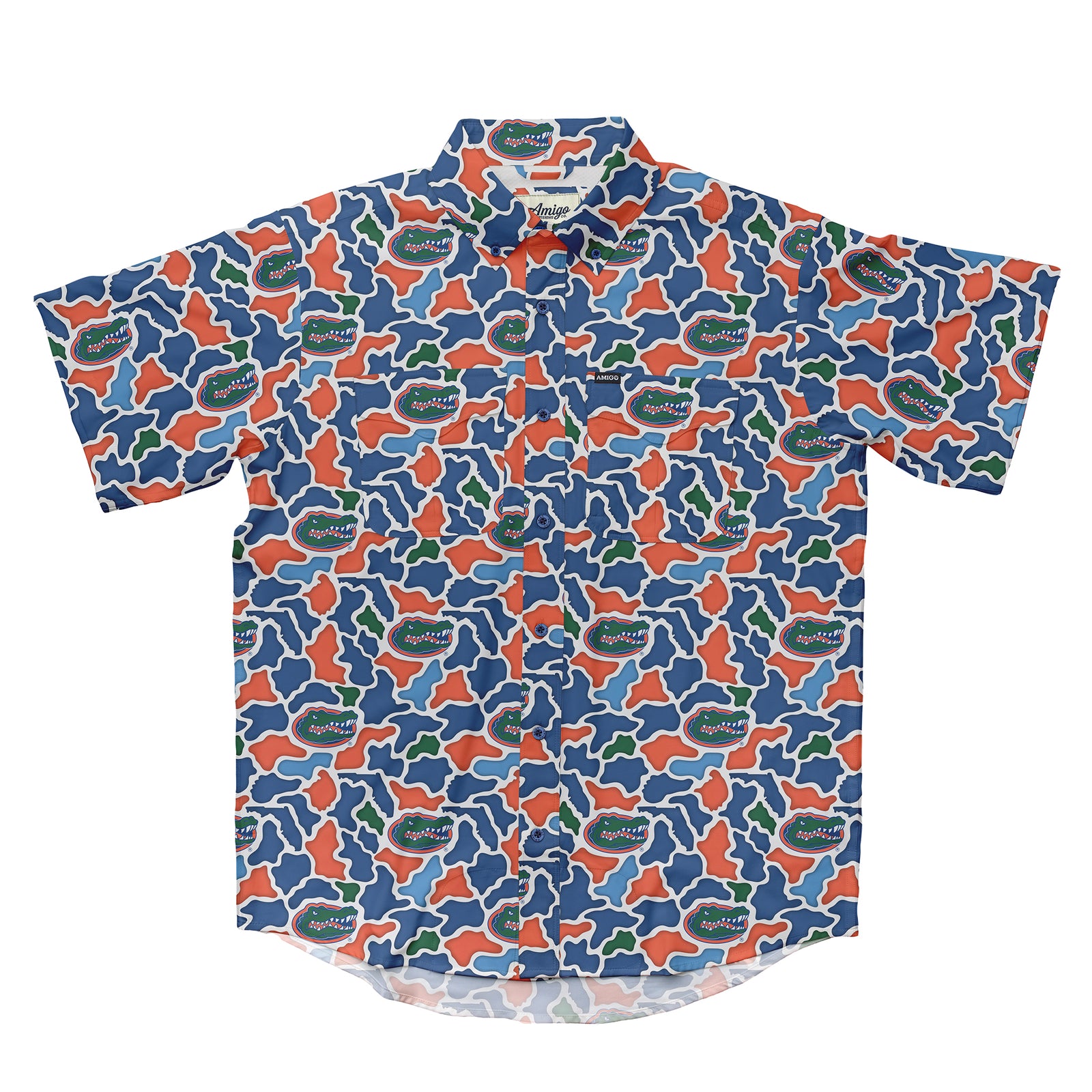 Florida Gators Licensed Camo Primero Short Sleeve Button Up Field and Fish Shirt