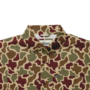 Texas A&M Aggies Licensed Camo Primero Short Sleeve Button Up Field and Fish Shirt