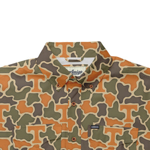 Tennessee Volunteers Licensed Camo Primero Short Sleeve Button Up Field and Fish Shirt
