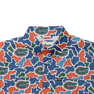 Florida Gators Licensed Camo Primero Short Sleeve Button Up Field and Fish Shirt