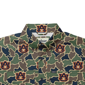 Auburn Tigers Licensed Camo Primero Short Sleeve Button Up Field and Fish Shirt