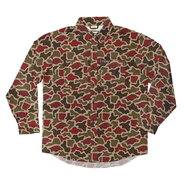 Arkansas Razorbacks Camo Primero LS Shirt